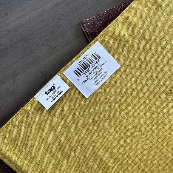TAG Fall Placemats Set of 8 Rust Green Brown Earthtone Striped Cotton Blend. NEW - Picture 3 of 9